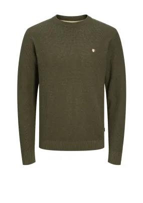 Jack & Jones Knit Crew Neck Sweater, Olive Green