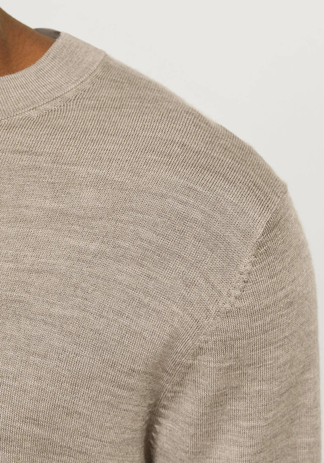 Jack & Jones Merino Knit Crew Neck Sweater, Greige Melange