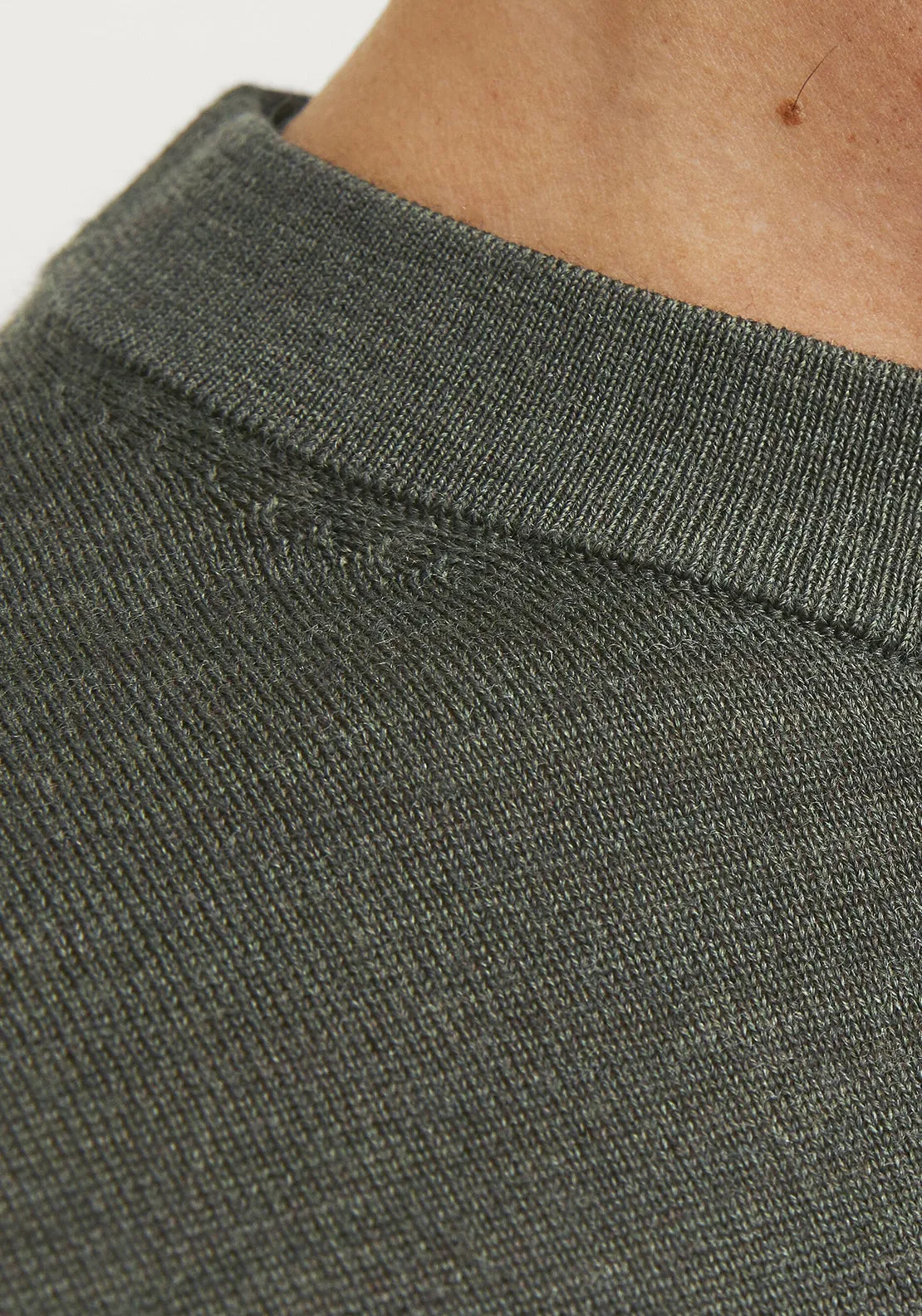 Jack & Jones Merino Knit Crew Neck Sweater, Peat Green