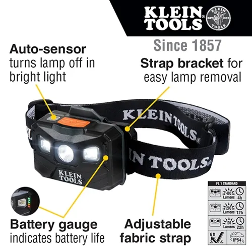 Klein Rechargeable Headlamp 400 Lumen  Auto-Off  56048