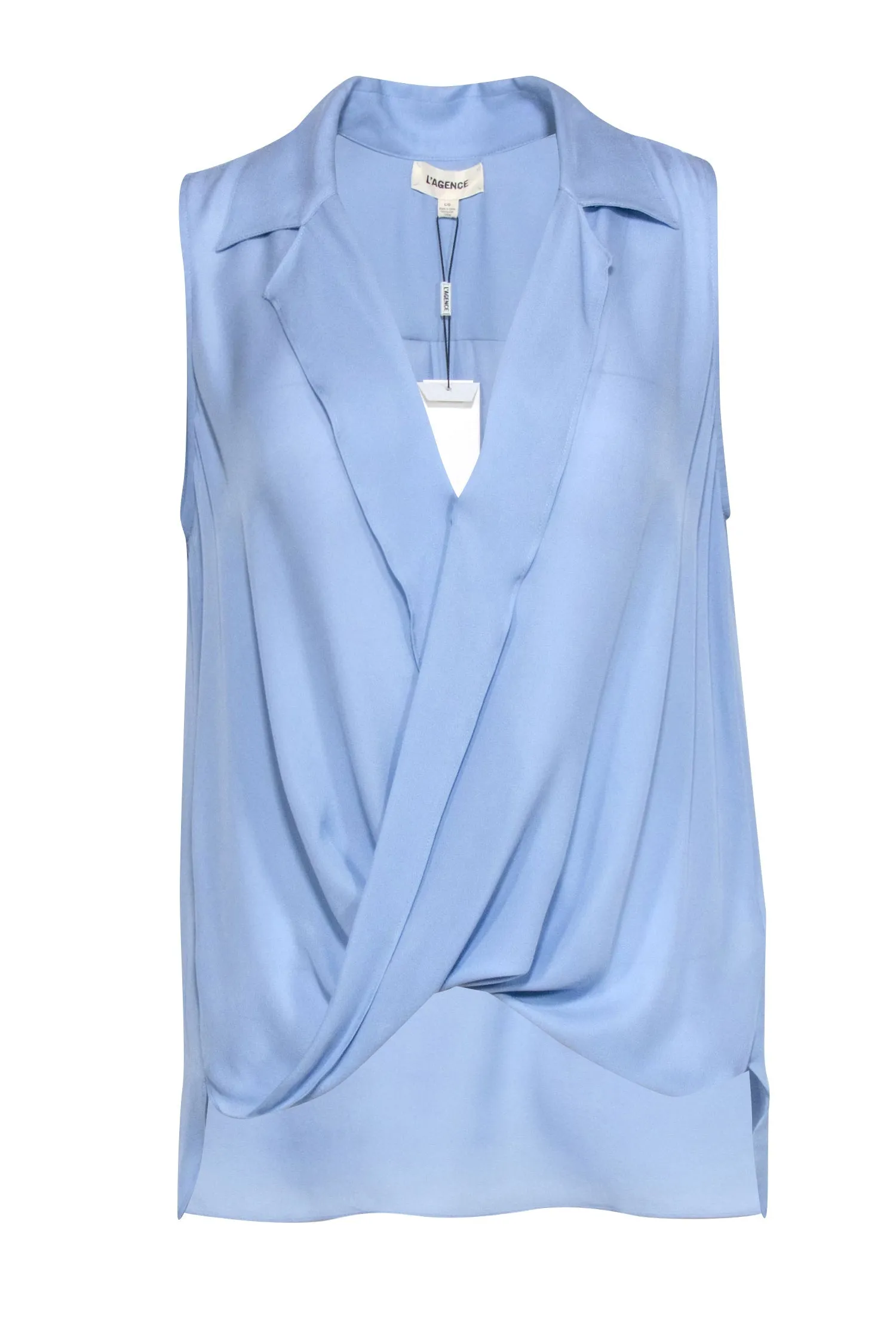 L'Agence - Powder Blue Sleeveless Silk Top Sz L