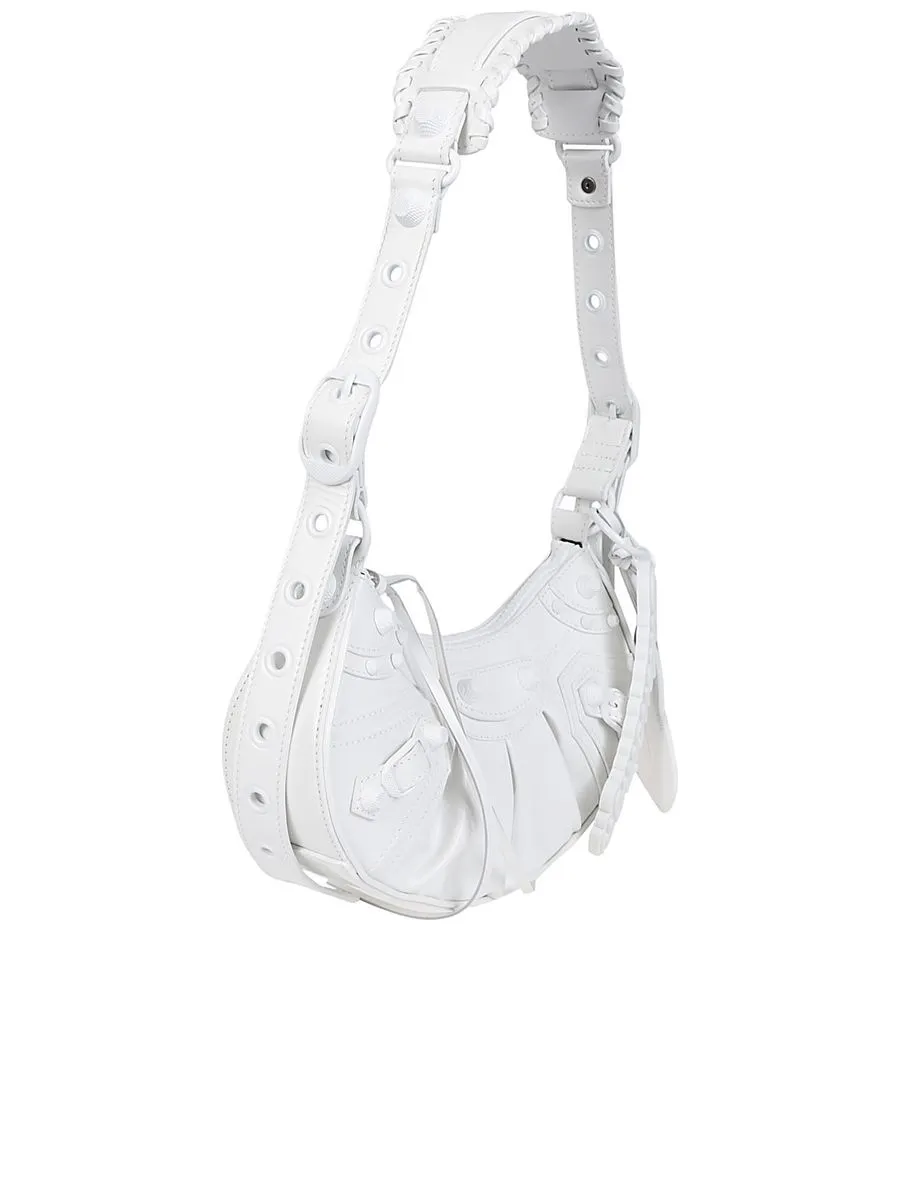 Le Cagole XS Shoulder Bag with Logo Keychain in White