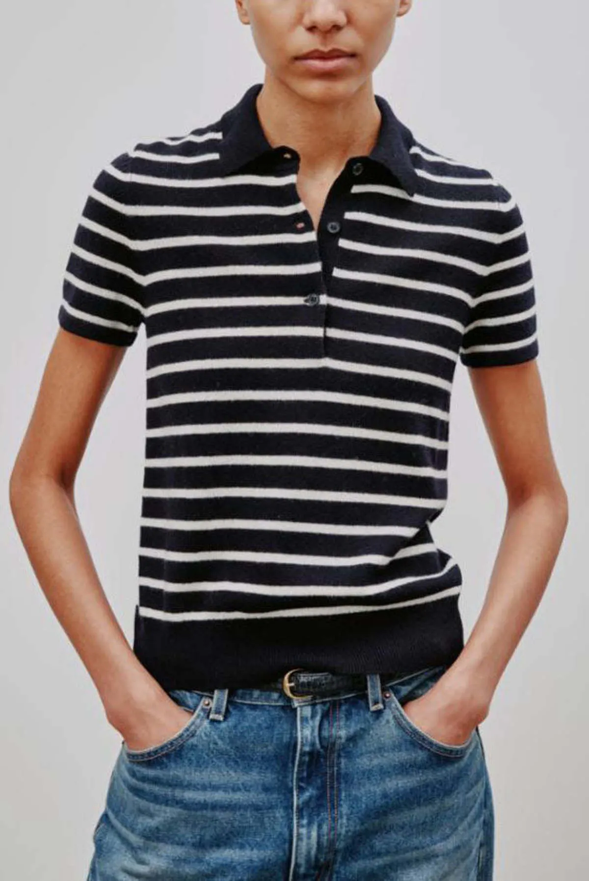 Leanna Polo - Navy/Ivory Stripe