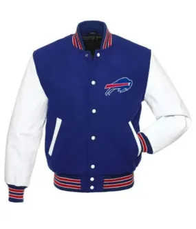 Letterman Buffalo Bills Blue and White Varsity Jacket-02