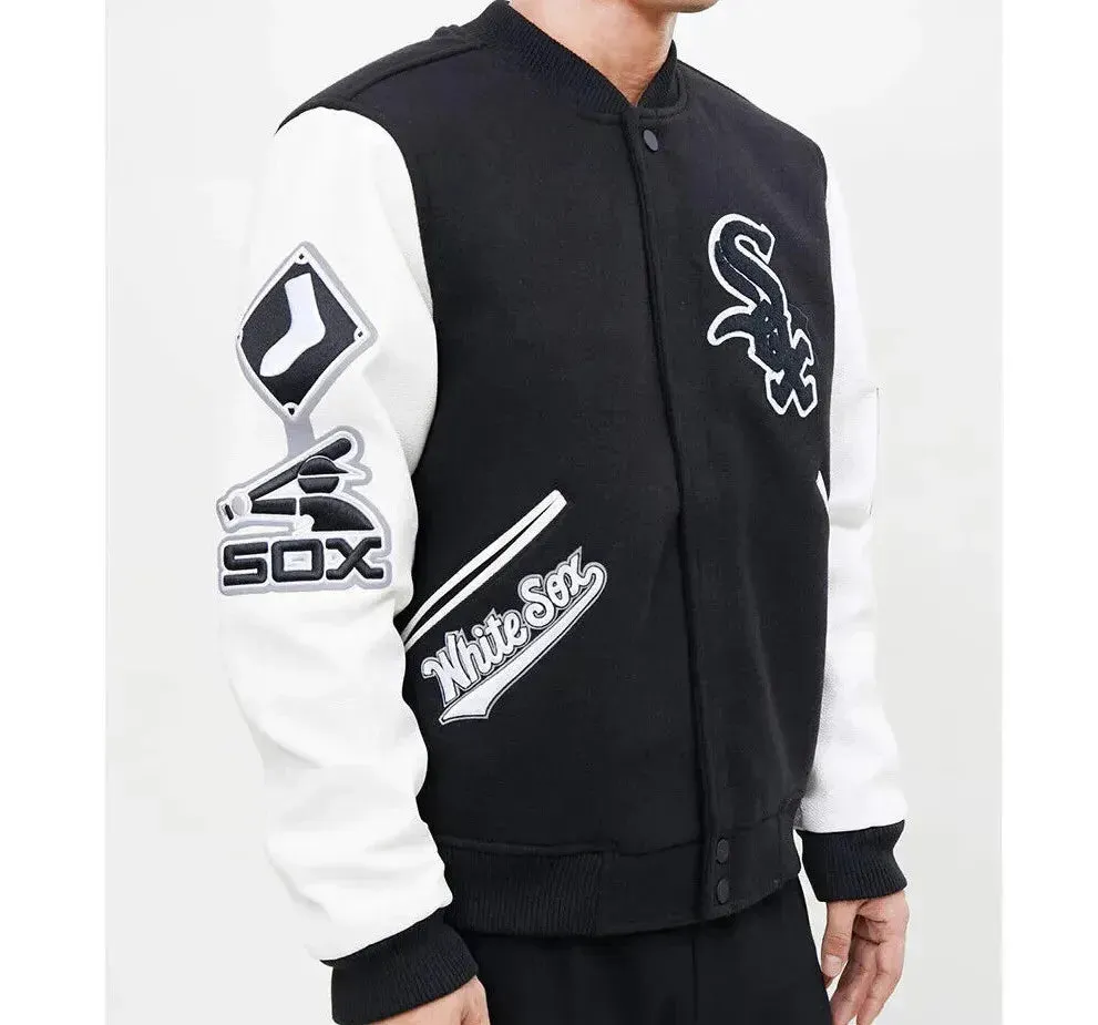 Letterman Chicago White Sox Black and White Varsity Jacket-03