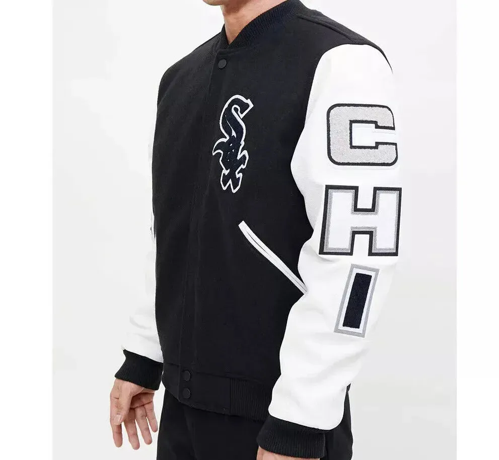 Letterman Chicago White Sox Black and White Varsity Jacket-03