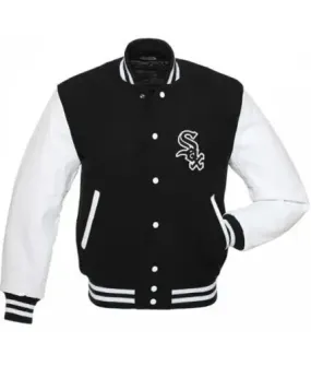 Letterman Chicago White Sox Black and White Varsity Jacket-04