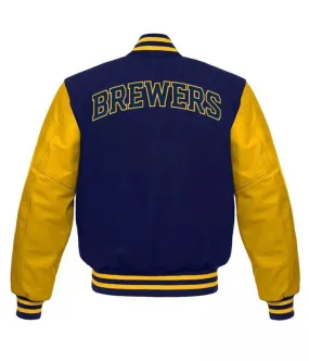 Letterman Milwaukee Brewers Blue and Yellow Varsity Jacket