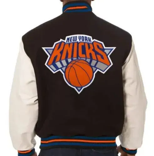 Letterman New York Knicks Black And White Varsity Jacket