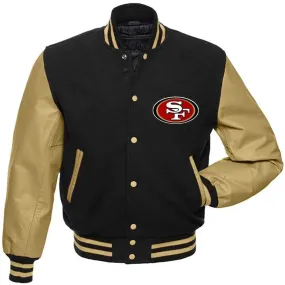 Letterman San Francisco 49ers Black Varsity Jacket-02