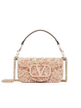 Loco Embroidered Small Shoulder Bag in Rose Mist