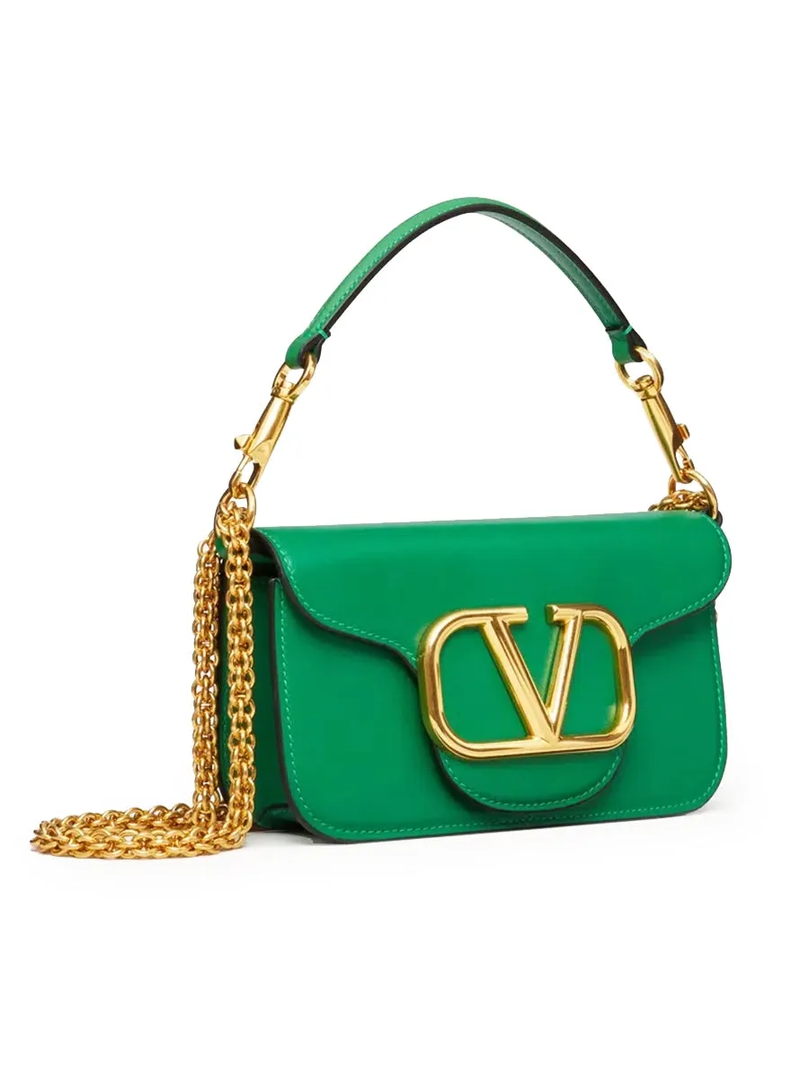 Loco Small Shoulder Bag in Calfskin Green