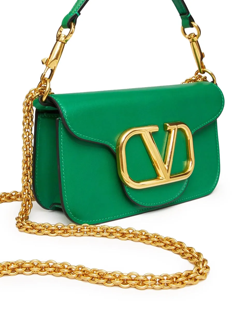 Loco Small Shoulder Bag in Calfskin Green