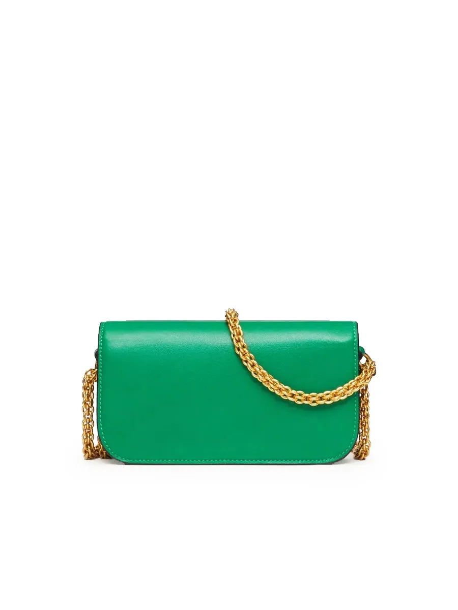 Loco Small Shoulder Bag in Calfskin Green