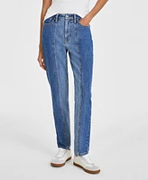 Macy's On 34th Women's Two-Tone Straight-Leg Jeans, Created for Macy's