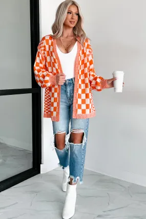 Magnetic Aura Checkered Cardigan (Orange)