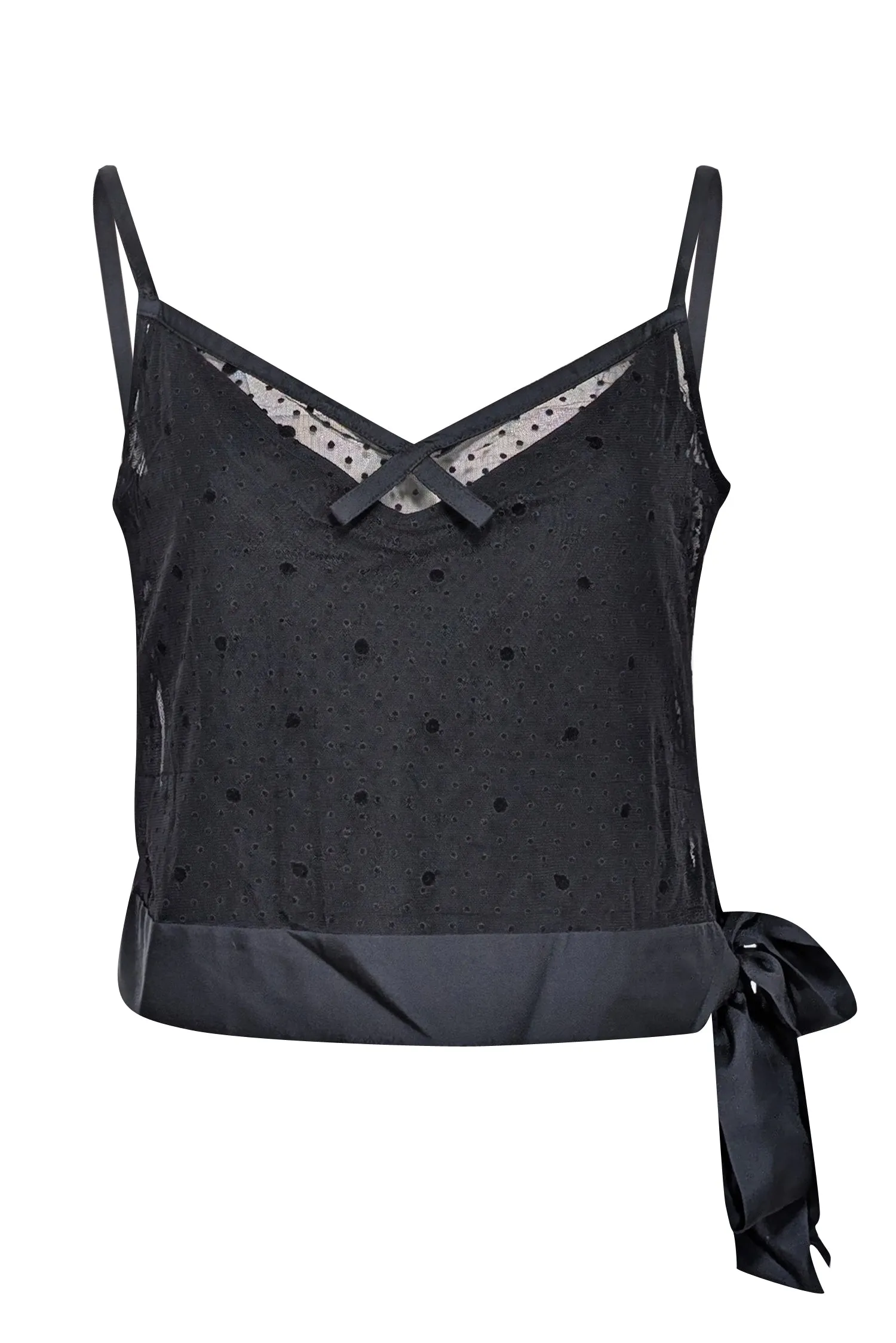 Marc Jacobs - Black Sleeveless Cropped w/ Polka Dot Sheer Top Sz 6