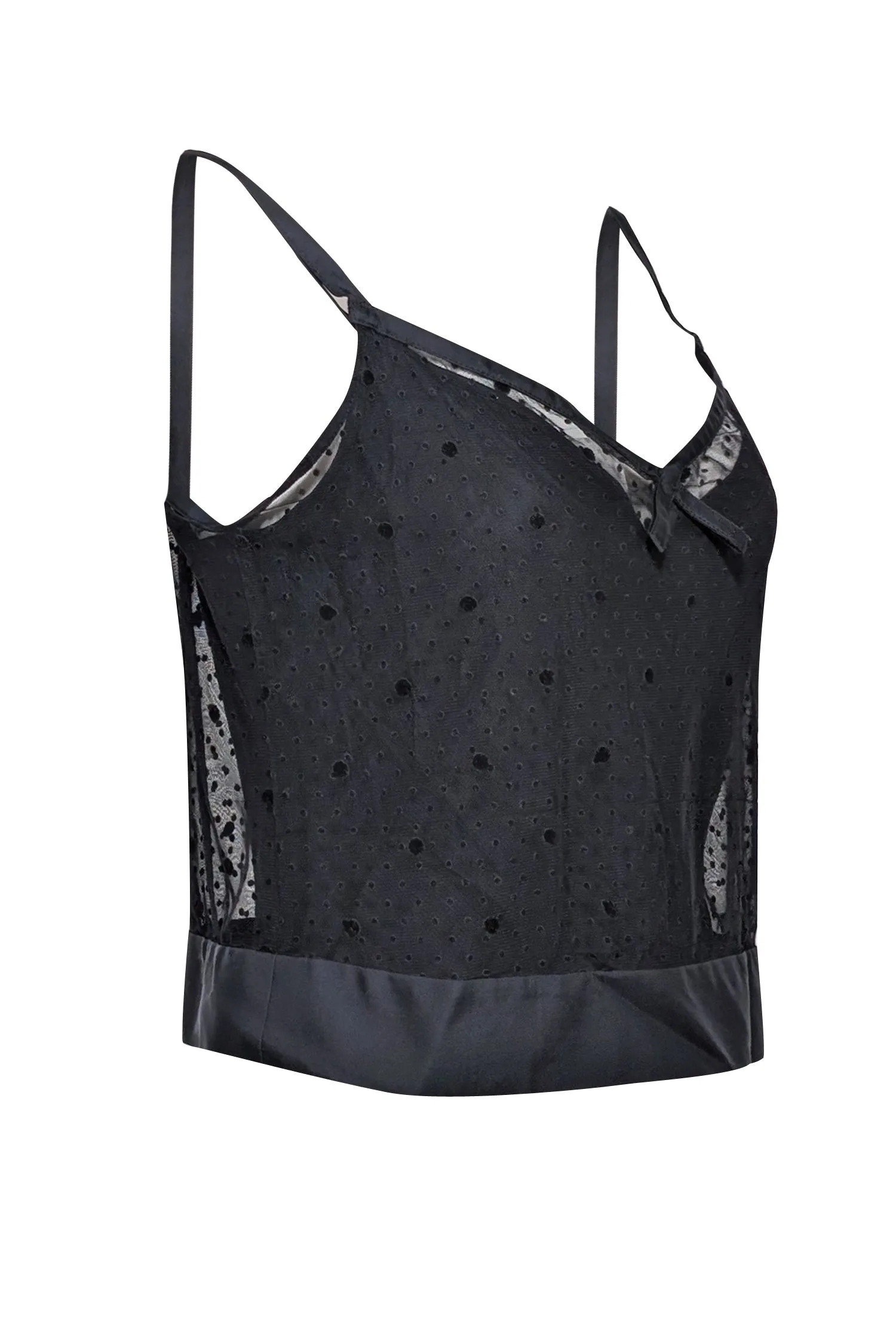 Marc Jacobs - Black Sleeveless Cropped w/ Polka Dot Sheer Top Sz 6