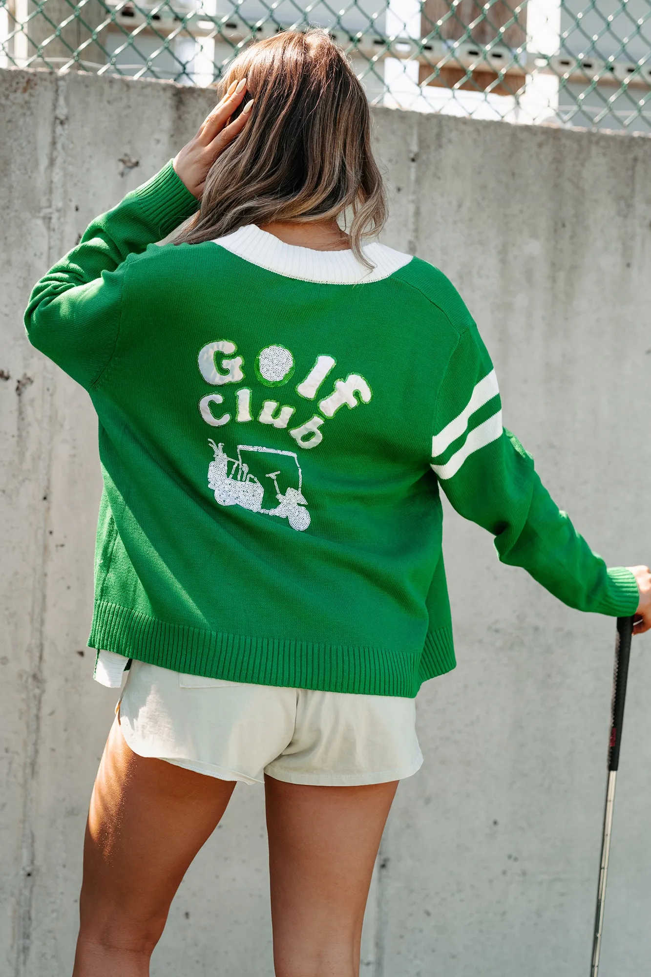 Master Of The Green Golf Sequins Cardigan (Green)