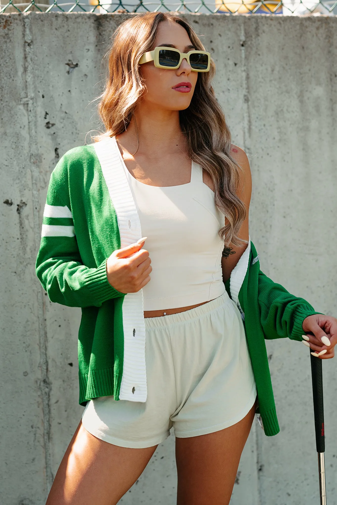 Master Of The Green Golf Sequins Cardigan (Green)