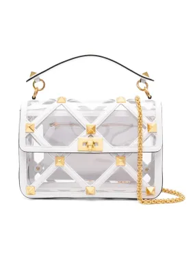 Medium Roman Stud The Shoulder Bag in Polymeric Material Transparent