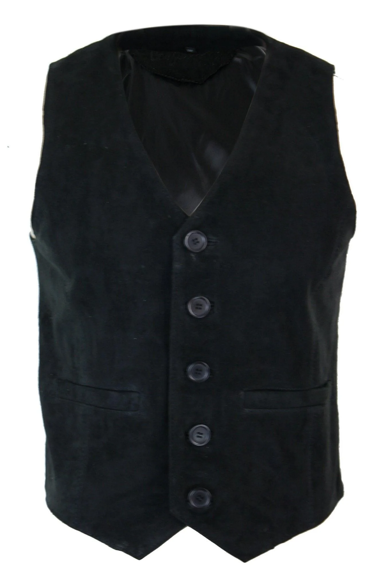 Mens Waistcoat Gilet Real Genuine Suede Leather Retro Vintage Western Vest Black