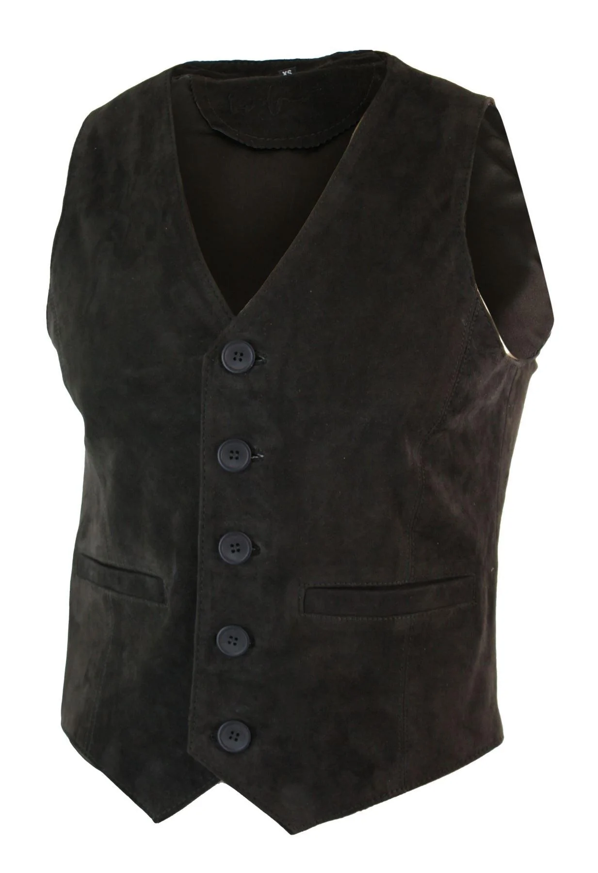 Mens Waistcoat Gilet Real Genuine Suede Leather Retro Vintage Western Vest Brown