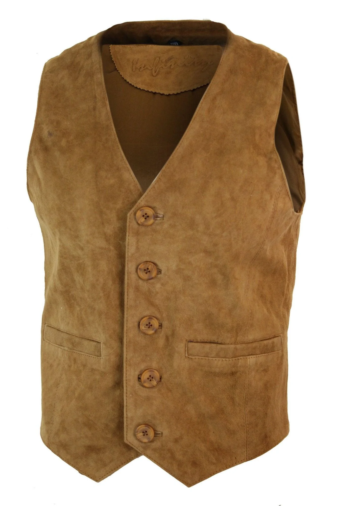 Mens Waistcoat Gilet Real Genuine Suede Leather Retro Vintage Western Vest Tan Brown