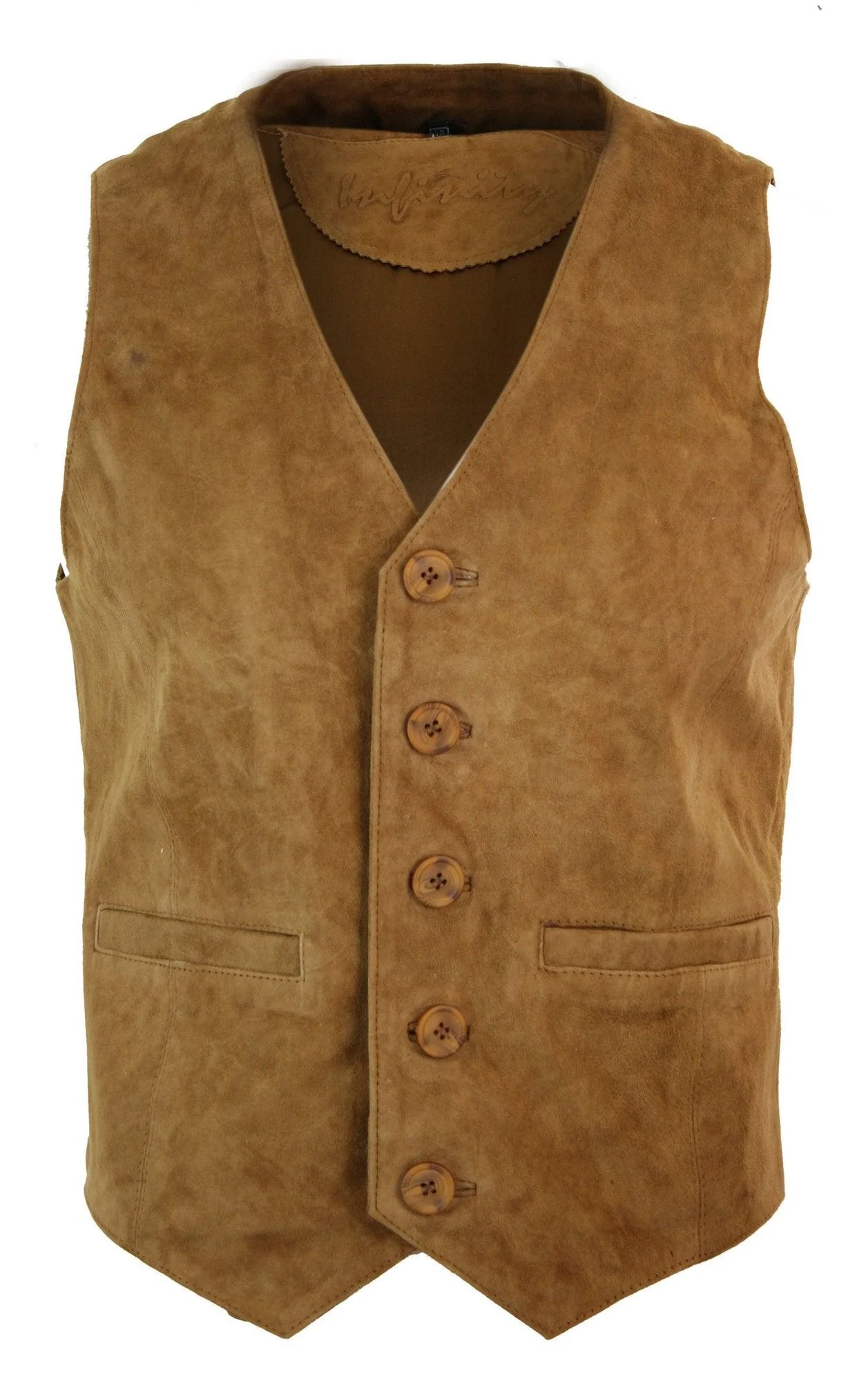 Mens Waistcoat Gilet Real Genuine Suede Leather Retro Vintage Western Vest Tan Brown