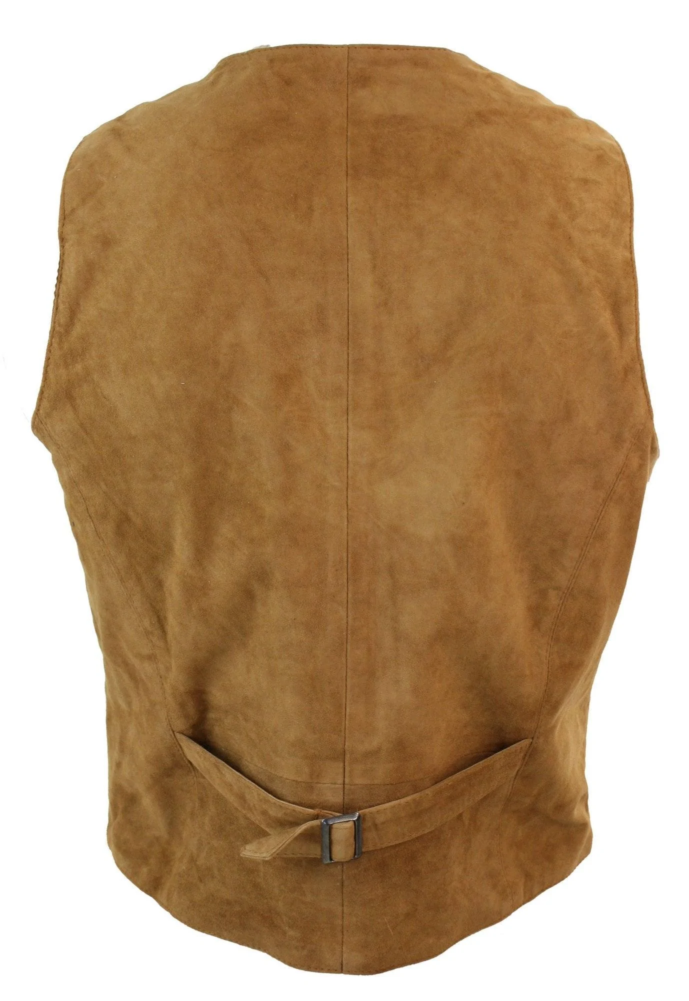 Mens Waistcoat Gilet Real Genuine Suede Leather Retro Vintage Western Vest Tan Brown