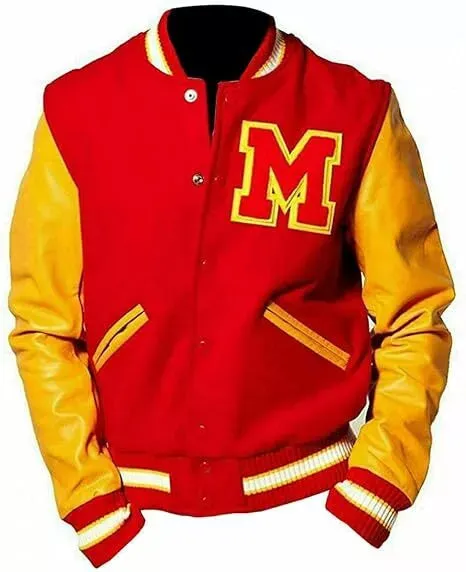 Michael Jackson MJ Thriller Varsity Letterman Bomber Jacket Wool & Leather