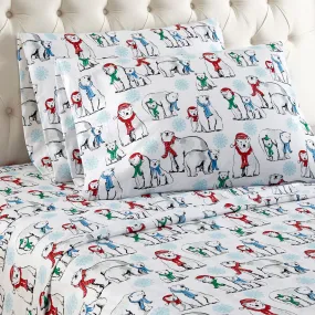 Micro Flannel® Polar Bear Snowflake Print Sheet Set