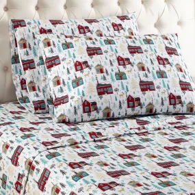 Micro Flannel® Winter Town Print Sheet Set