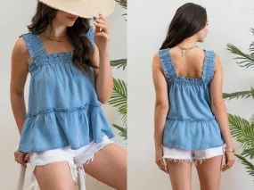 Mine Chambray Sleeveless Top