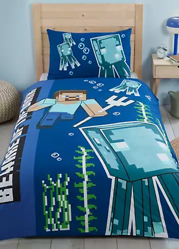 Minecraft Beware of the Dark Glow in the Dark Single Duvet Cover Set | Kaleidoscope