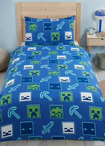 Minecraft Beware of the Dark Glow in the Dark Single Duvet Cover Set | Kaleidoscope