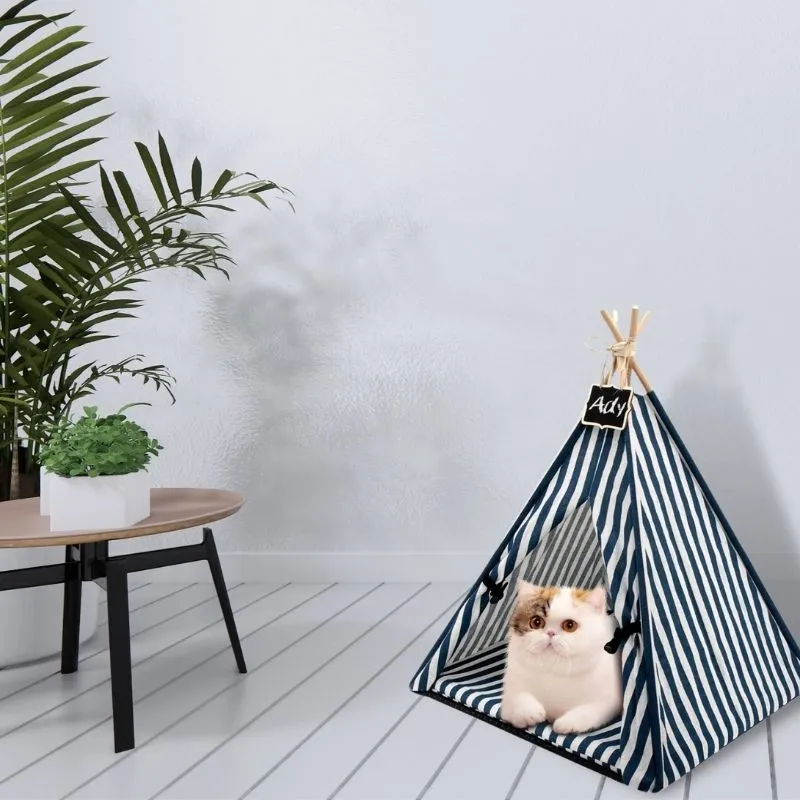 Modern Boho Cat Tent Bed with Removable Cushion | Petiboo