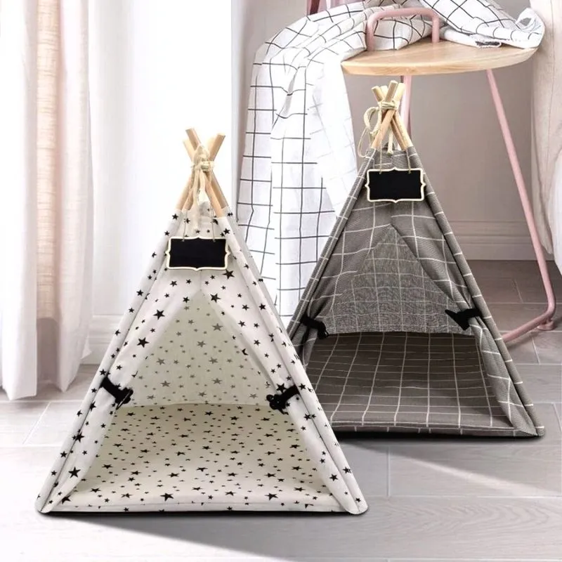 Modern Boho Cat Tent Bed with Removable Cushion | Petiboo