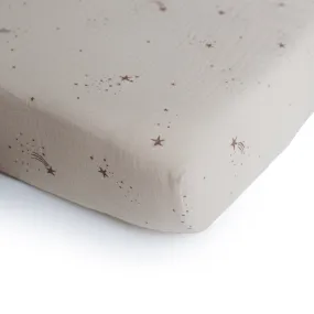 Mushie - Extra Soft Muslin Crib Sheet - Falling Stars