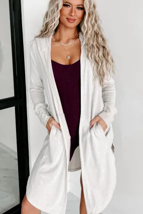 Nadia Open Front Hooded Cardigan (Taupe)