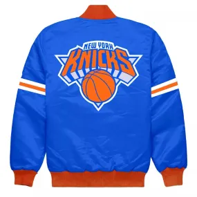 NBA New York Knicks Vintage Blue Satin College Baseball letterman Varsity Jacket