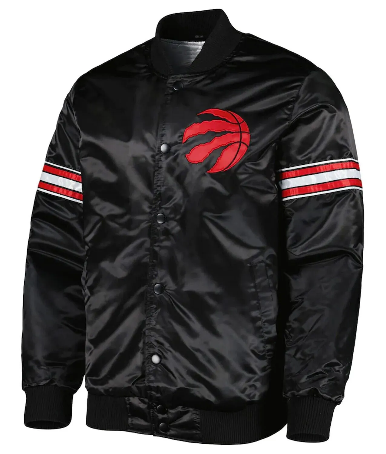 NBA Toronto Raptors Vintage Black Satin Letterman Bomber Varsity Baseball Jacket