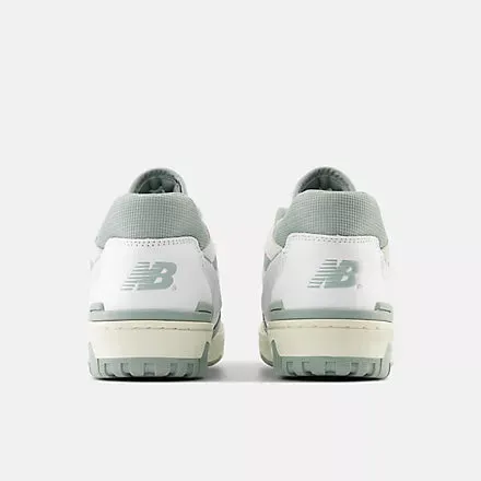 New Balance 550 White with juniper and dark juniper