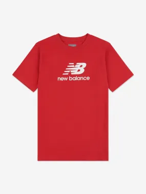 New Balance Boys Jersey Stacked Logo T-Shirt in Red