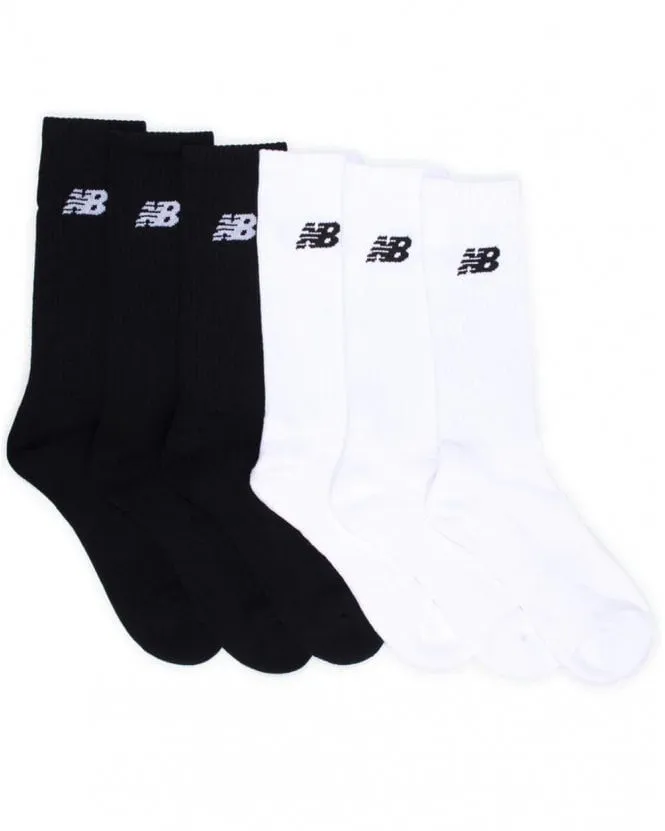 New Balance Everyday Crew Socks 6 Pack White/Black