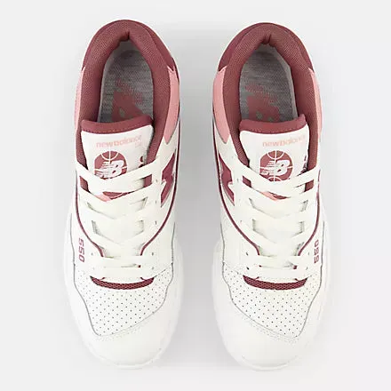 New Balance Women's 550 Sea salt with washed burgundy and pink moon