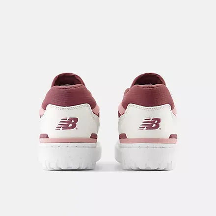 New Balance Women's 550 Sea salt with washed burgundy and pink moon