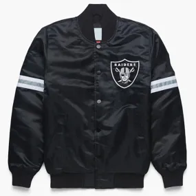 NFL Las Vegas Raiders Vintage 80s Black Satin College Baseball Varsity Jacket