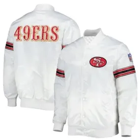 NFL San Francisco 49ers Men’s White Satin Letterman Bomber Style Varsity Jacket