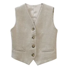 Old Money Aesthetic Linen Vest